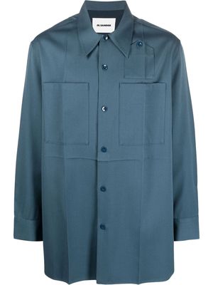 Jil Sander oversized wool-cotton shirt - Blue