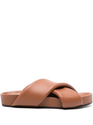Jil Sander padded leather slides - Brown