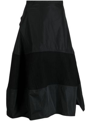 Jil Sander panelled striped full skirt - Black