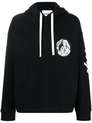 Jil Sander patch-detail pullover hoodie - Black