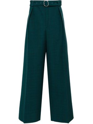 Jil Sander patterned wide-leg belted trousers - Green