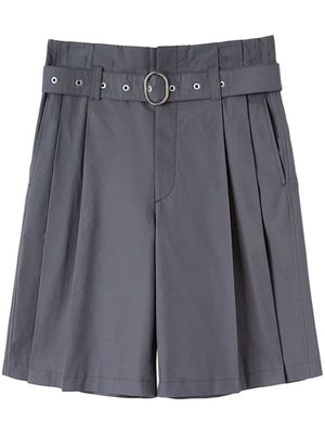 Jil Sander pleated cotton belted shorts - Grey