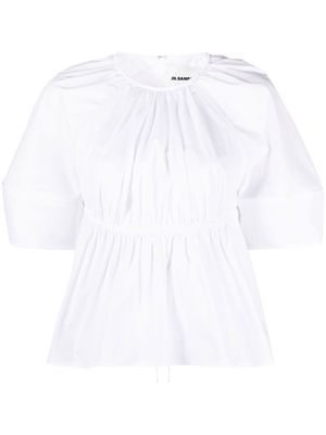 Jil Sander pleated cut-out poplin blouse - White