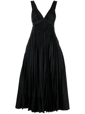 Jil Sander pleated V-neck evening dress - Black