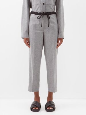 Jil Sander - Pleated Wool Straight-leg Trousers - Womens - Dark Grey