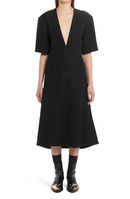 Jil Sander Plunge Neck A-Line Dress in Black