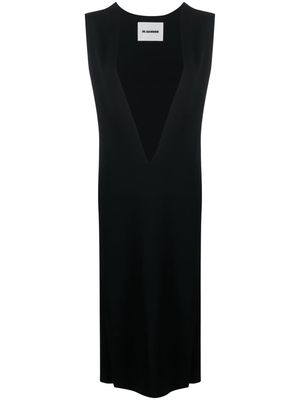 Jil Sander plunge V-neck sleeveless dress - Black