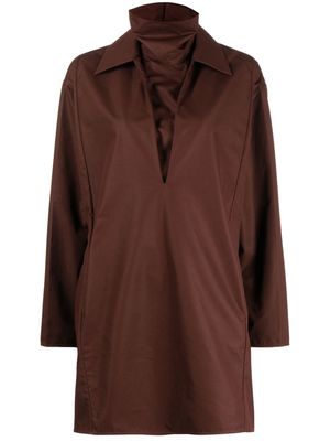 Jil Sander plunging V-neck shirt dress - Brown