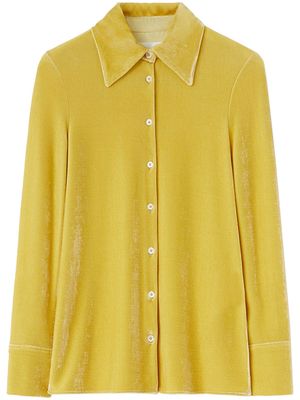 Jil Sander pointed-collar velvet shirt - Yellow