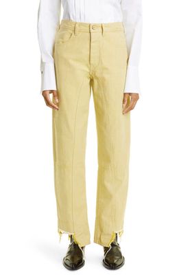 Jil Sander Relaxed Fit Cutout Hems Garment Dyed Pants in 715 - Sunflower