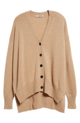 Jil Sander Relaxed Fit Superfine Cashmere Cardigan in 239 Sand