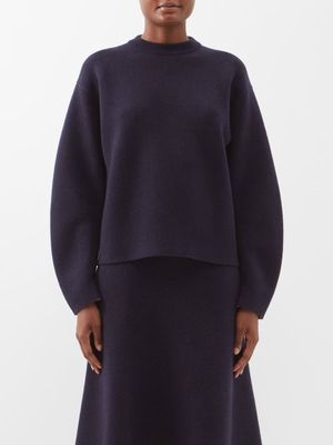 Jil Sander - Reversible Wool-blend Sweater - Womens - Navy Multi