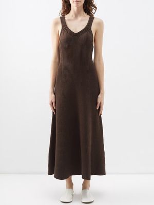 Jil Sander - Ribbed Cotton-blend Dress - Womens - Brown