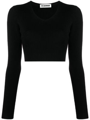 Jil Sander ribbed-knit cropped top - Black