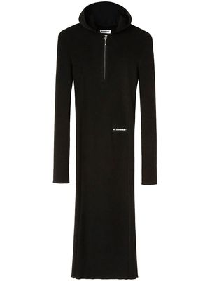 Jil Sander ribbed-knit hooded midi dress - Black