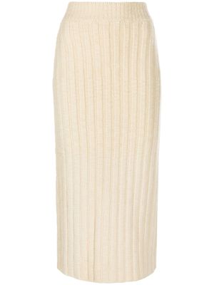 Jil Sander ribbed-knit wool midi skirt - Neutrals