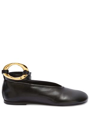 Jil Sander ring-detail leather ballerina shoes - Black