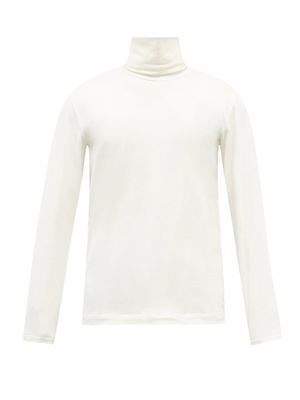 Jil Sander - Roll-neck Cotton-blend Jersey Long-sleeved T-shirt - Mens - Cream