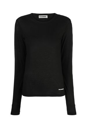 Jil Sander round-neck long-sleeve knitted top - Black