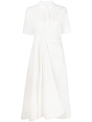 Jil Sander ruched shirt midi dress - White
