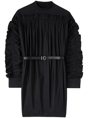 Jil Sander ruffle-detail round-neck minidress - Black