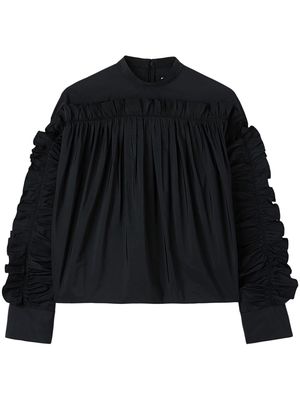 Jil Sander ruffle-detailing crew-neck sweatshirt - Black