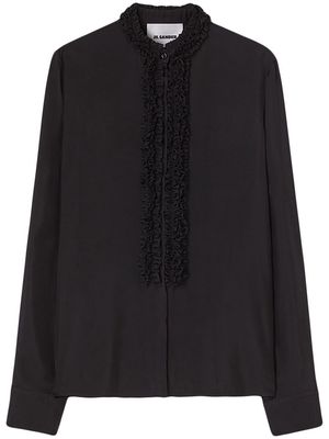 Jil Sander ruffle-trim long-sleeved shirt - Black