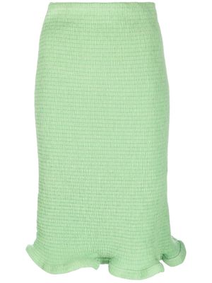 Jil Sander ruffled cotton-gaufré midi skirt - Green
