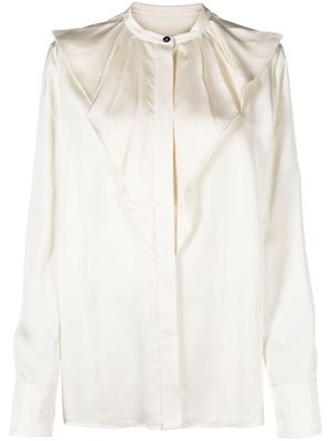 Jil Sander ruffled long-sleeve satin blouse - Neutrals