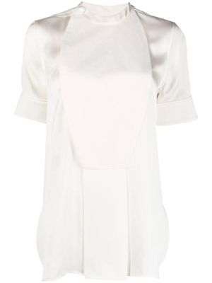 Jil Sander satin-panelled short-sleeve blouse - White