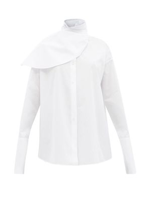 Jil Sander - Scarf-collar Cotton-poplin Shirt - Womens - White