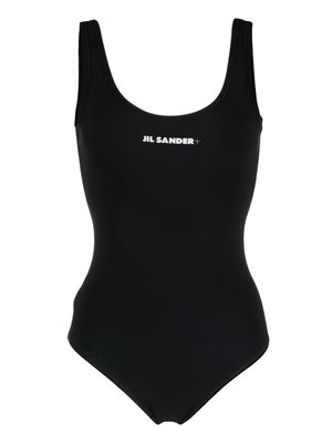 Jil Sander scoop-back logo-print swimsuit - Black