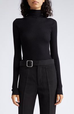 Jil Sander Seamless Merino Wool & Silk Sweater in Black