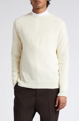 Jil Sander Seamless Virgin Wool & Cashmere Sweater in Eggshell