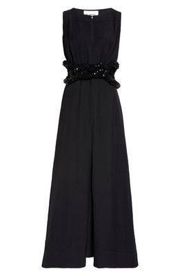 Jil Sander Sequin Cord Waist Cutout Gown in 001 - Black