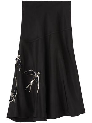 Jil Sander sequin-embroidered asymmetric flared midi skirt - Black