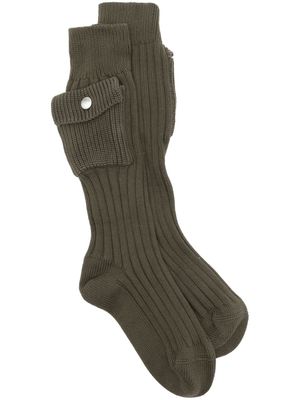 Jil Sander side-pocket ribbed-knit socks - Green