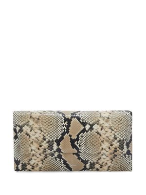 Jil Sander snakeskin-effect leather clutch bag - Brown