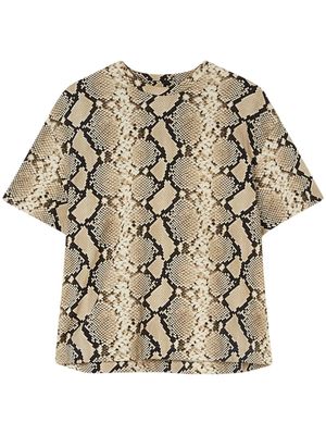 Jil Sander snakeskin-print cotton T-shirt - Brown