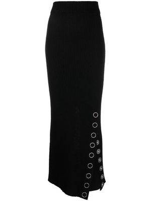Jil Sander snap-button rib-knit maxi skirt - Black