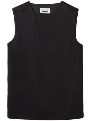 Jil Sander square-neck twill-weave vest - Black