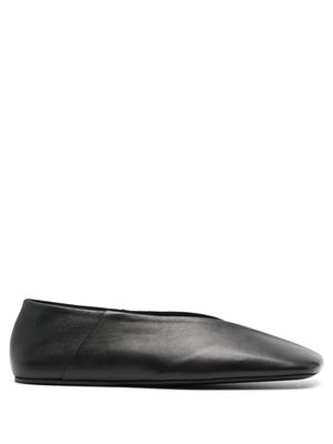 Jil Sander square-toe leather ballerina shoes - Black