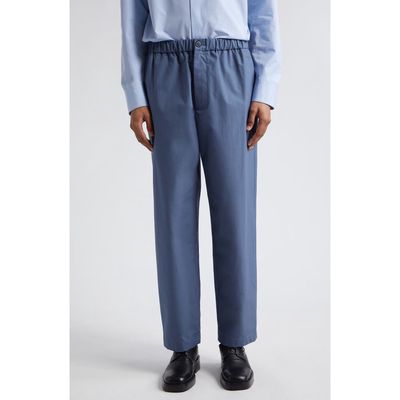 Jil Sander Straight Leg Cotton Trousers in French Blue