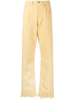 Jil Sander straight-leg frayed-hem jeans - Yellow