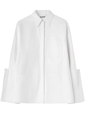Jil Sander straight-point collar leather shirt - 100 WHITE