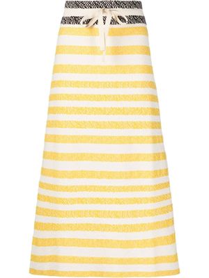 Jil Sander stripe-print cotton midi dress - Yellow