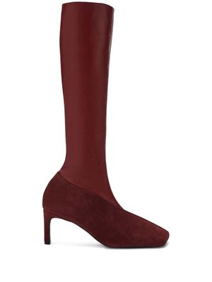 Jil Sander suede-panelled leather boots - Red