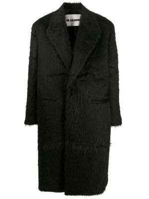 Jil Sander textured-finish single-breasted coat - Black