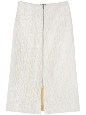 Jil Sander textured-finish zip-up midi skirt - White
