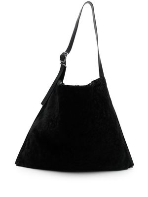 Jil Sander trapeze faux-fur shoulder bag - Black